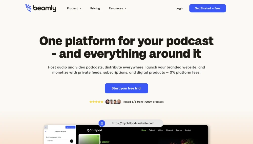 Beamly Podcast Hosting das beste Podcast Hosting Video Podcast Audio Podcast Hoster The best Podcast hosting