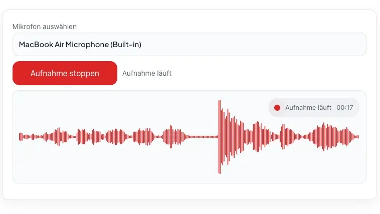 Mikrofon aufnehmen - Sprachaufnahme im Browser - Audio Recorder