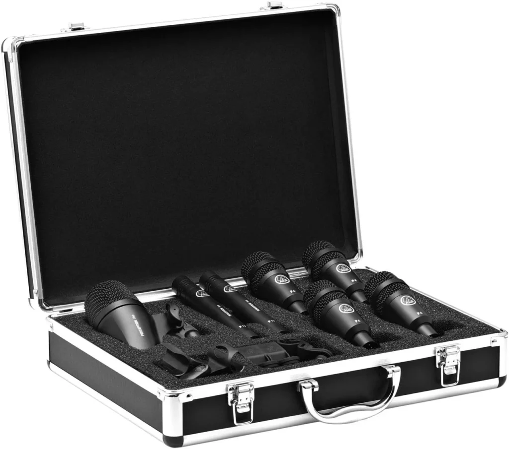 AKG Drum Set Session 1, Hochleistungs-Schlagzeugmikrofonpaket, optimal abgestimmt, inkl. Klammern und Stativadapter